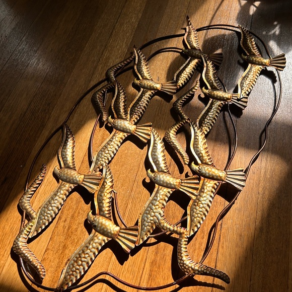 Elegant Metal Wall Sculpture 30" Long – Birds in Flight with Gold & Earthy Tones - Picture 8 of 13